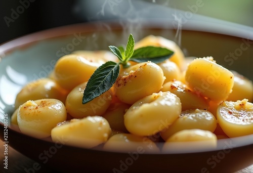 Delicate Gnocchi Pasta in Sage Brown Butter Shallow Ceramic Serving Vessel Rustic Charm