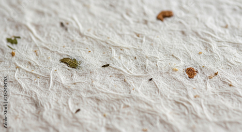Close up of handmade paper texture with natural fibers