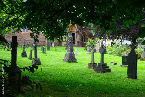 Historic gravestones in the churchyard of Duncansburgh MacIntosh Church, Fort William