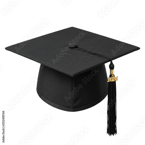 Cuadro en lienzo Black graduation cap with golden 2024 tassel charm