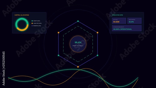 Futuristic Motion Data Visualization with Dynamic Graphs and Digital Interfaces.