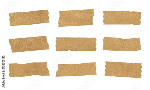 Set of adhesive tape strips with glitter texture isolated on transparent background