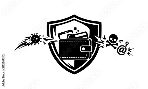 Financial shield surrounding a digital wallet 