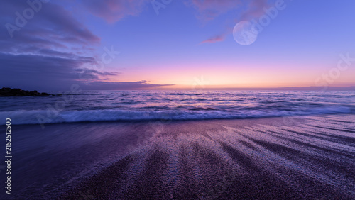 Sunset Ocean Full Moon Inspirational Surreal Divine Uplifting Romantic Seascape Sunrise Scenic 16.9