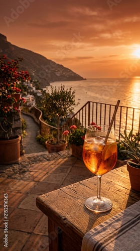  Iced drink on sunlit table