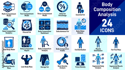 Body Composition Analysis Icon Set For Sports Fitness