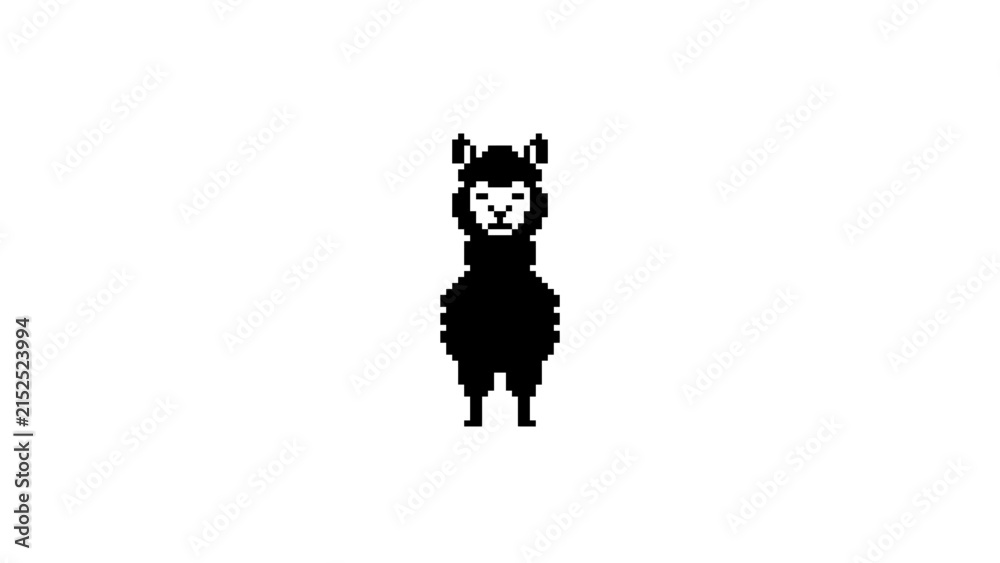 Obraz premium 8-bit llama front view portrait.