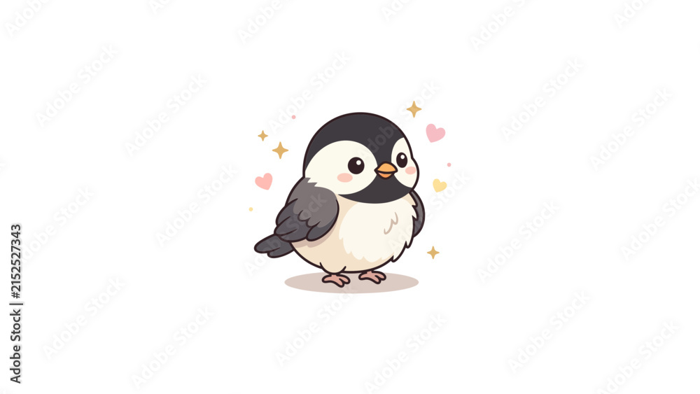 Fototapeta premium Adorable chibi bird character illustration.