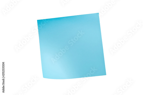 Simple cyan square sticky note isolated on transparent background