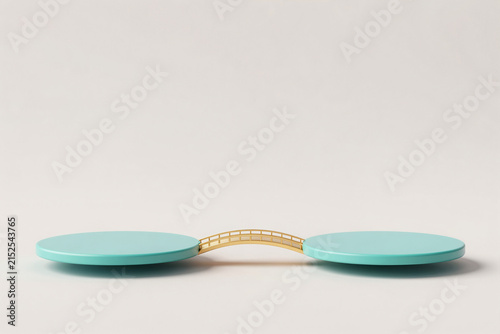 Turquoise Platforms Connected by Golden Bridge