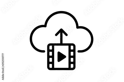 Obraz na płótnie Cloud upload video outline icon