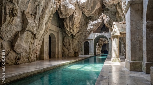 water flowing through architecture