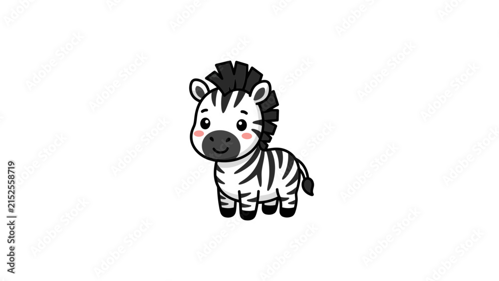 Obraz premium Cute cartoon zebra illustration for kids education.