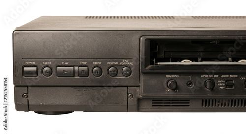Foto Vintage VCR player with visible buttons and tape deck mechanism