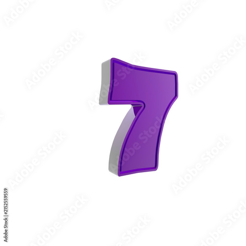 Three-dimensional render of the number seven