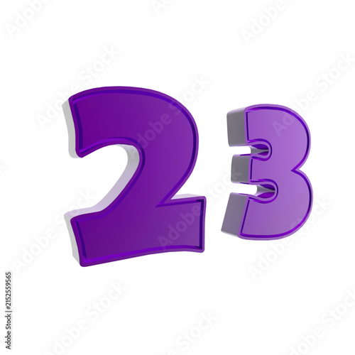 Three dimensional render of numbers two and three