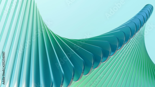 Canvastavla Modern cyan and green 3D render of a twisting glass wave structure