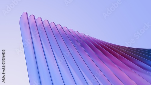 фотографія Modern purple blue gradient 3D render of twisting glass wave structure