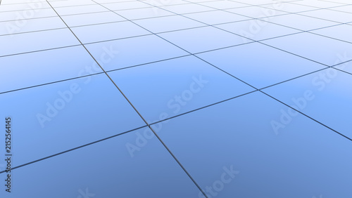Blue tile floor reflection