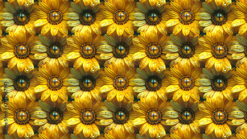 Psychedelic floral pattern of cat eyes