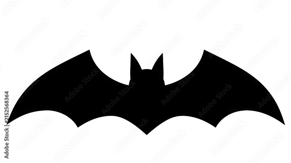 Fototapeta premium Black bat silhouette icon isolated on transparent background as png file for graphic design projects