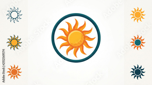 Colorful Sun Logo Template Collection with Modern Solar Symbol Design