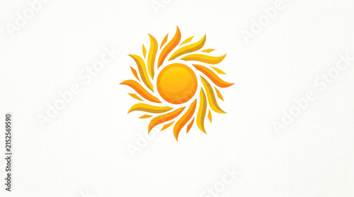 Modern Abstract Sun Logo Design with Dynamic Orange and Yellow Rays