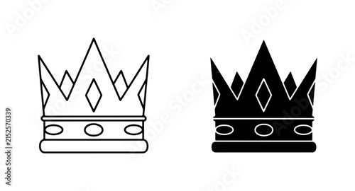 Photography Royal Crown Icons, King Queen Symbol Vector, Majestic Regal Emblem Set