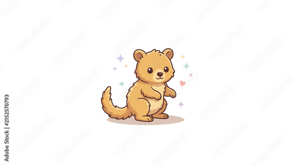 Obraz premium Friendly brown marsupial character with sparkles.