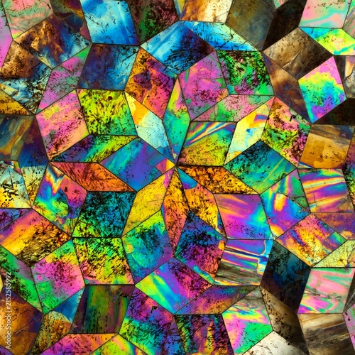 Holographic iridescent rainbow cube mosaic texture stained glass tiles wallpaper background