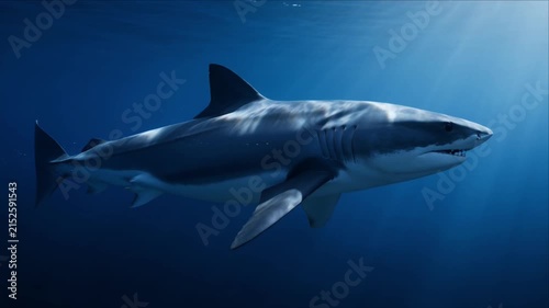 Great White Shark Carcharodon carcharias Swimming Towards Camera