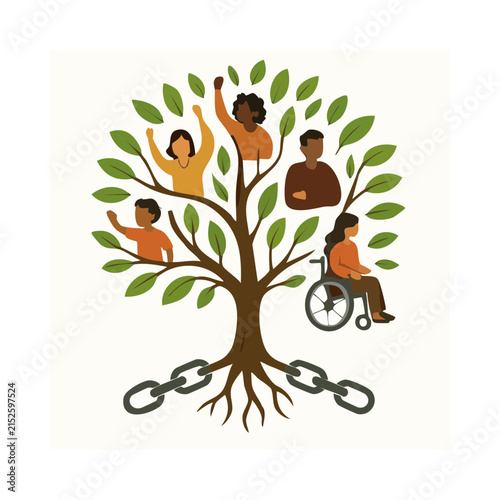 Diversity and Inclusion Tree Illustration.