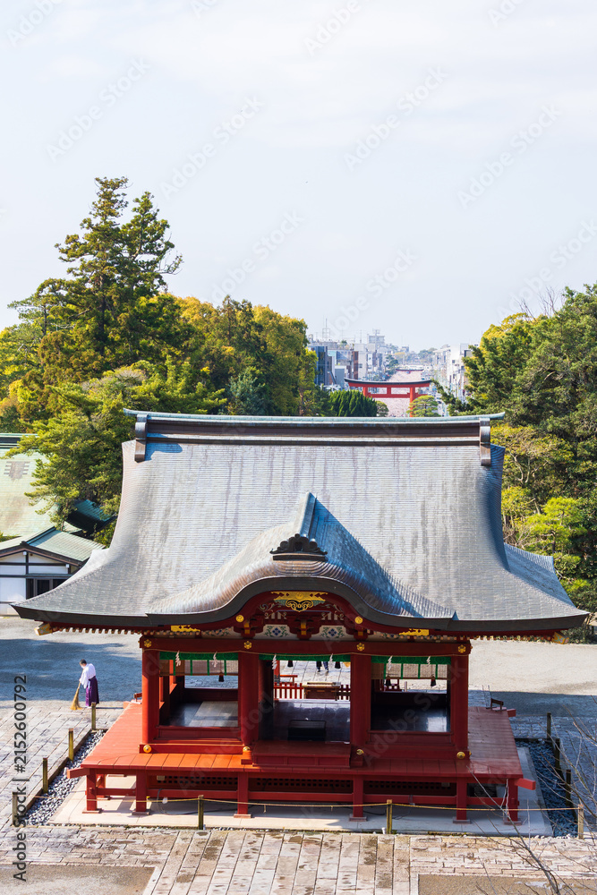 Obraz premium 日本の風景・春 神奈川県鎌倉市 鶴岡八幡宮 舞殿