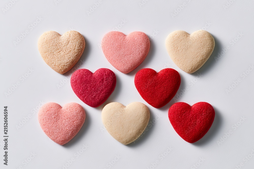 Obraz premium Heart Shaped Cookies and Macarons - Vibrant Color