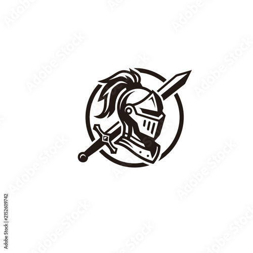 head armor and sword vector logo