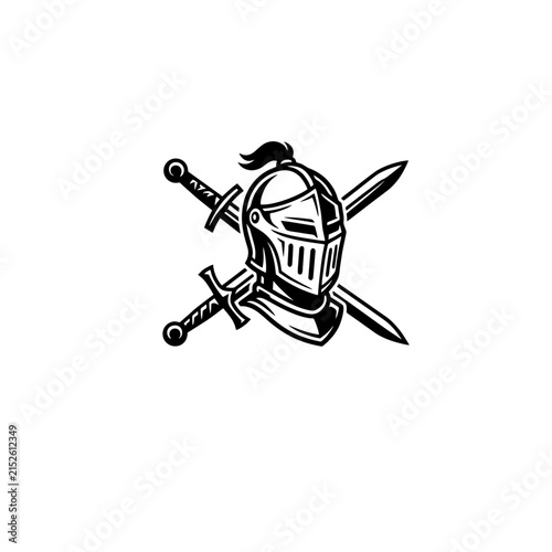  head armor and sword vector logo