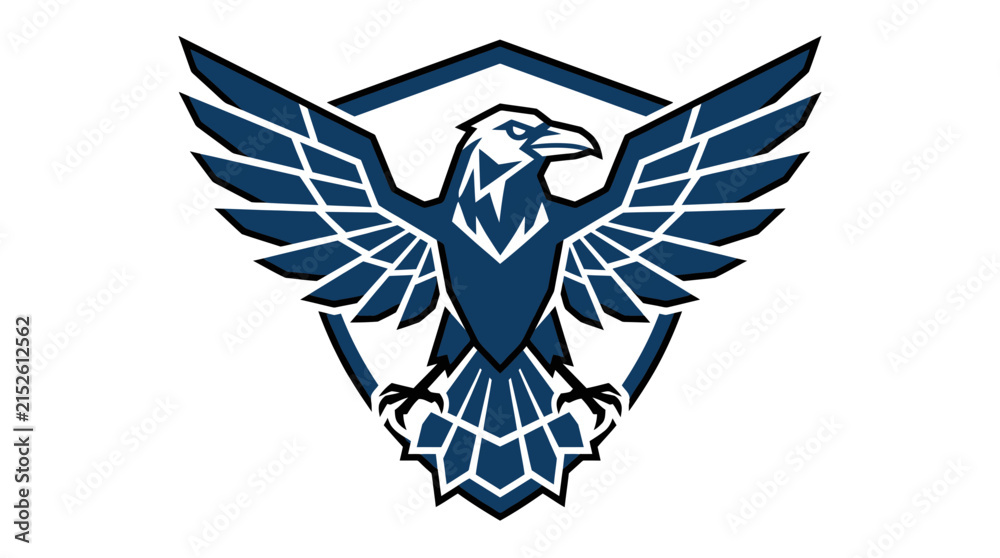 Obraz premium Heraldic bird emblem with wings spread isolated on white