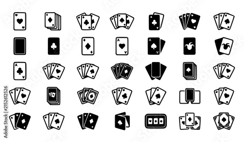 Foto Playing Card Deck Glyph Icon Set with Poker Hand Ace Joker Suit and Casino Solid