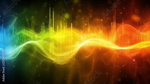 Colorful abstract sound waves with vibrant light and energy