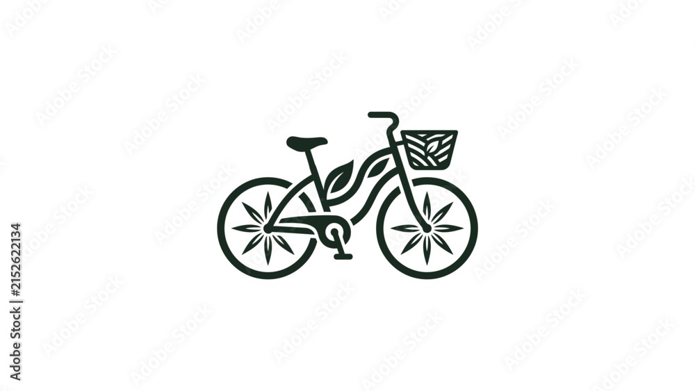 Fototapeta premium Eco Friendly Bicycle Icon With Leaf Design