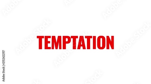 Animated TEMPTATION lettering stands out in vivid red, suggesting desire, attraction, craving, impulse, and irresistible choices.