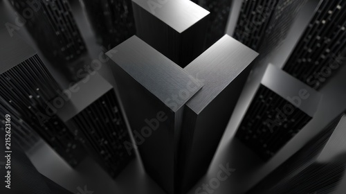 Abstract dark grey metallic architecture futuristic cityscape