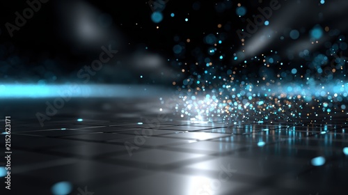Abstract digital technology background with glowing blue particles