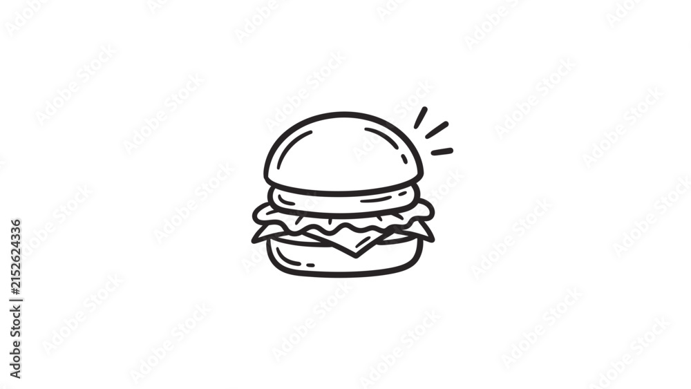 Fototapeta premium Hand-drawn hamburger line icon.