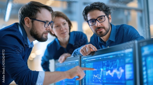 Diverse IT professionals collaborating on data analytics
