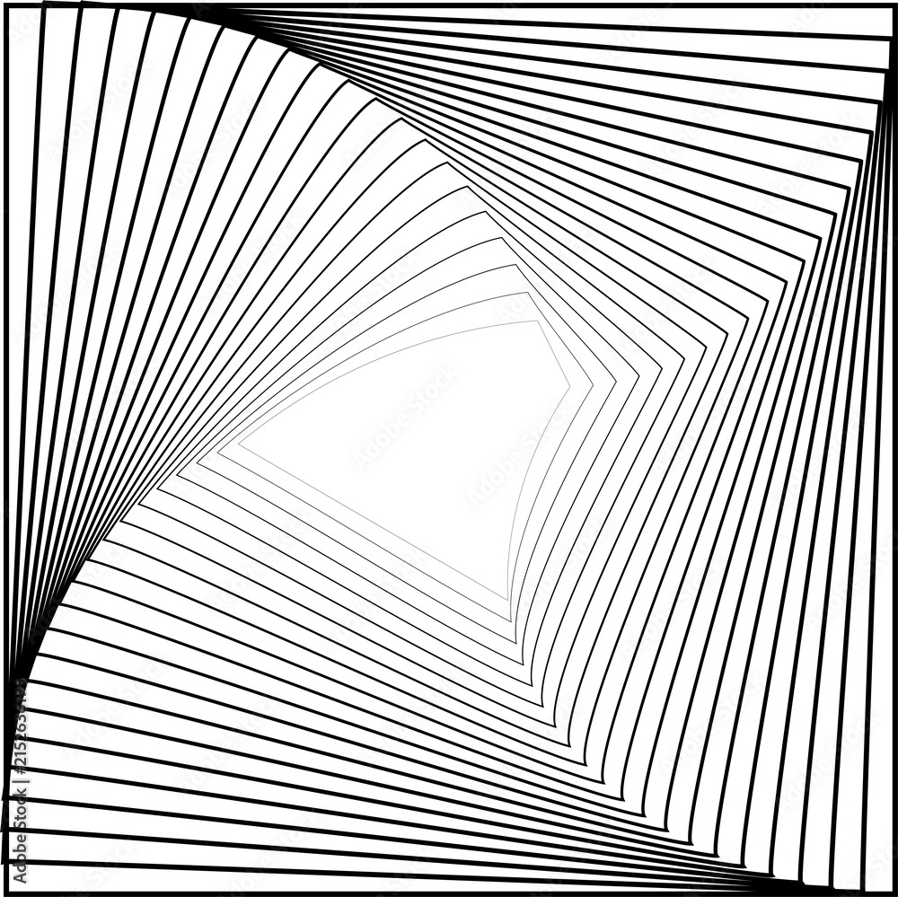 Naklejka premium Square dynamic halftone twisted spiral. Modern technology element