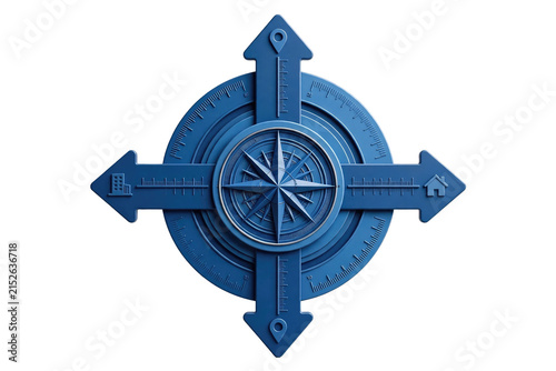 Stylized Compass Rose Icon for Navigation and Direction