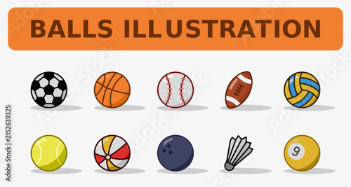 Balls Sport and athletic Illustration Colorful