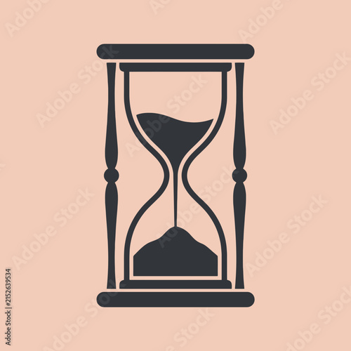 A minimalist illustration of a classic hourglass on a soft peach background