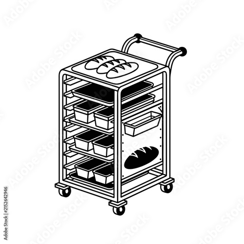 Bakery Rack with Bread and Pastry Containers.